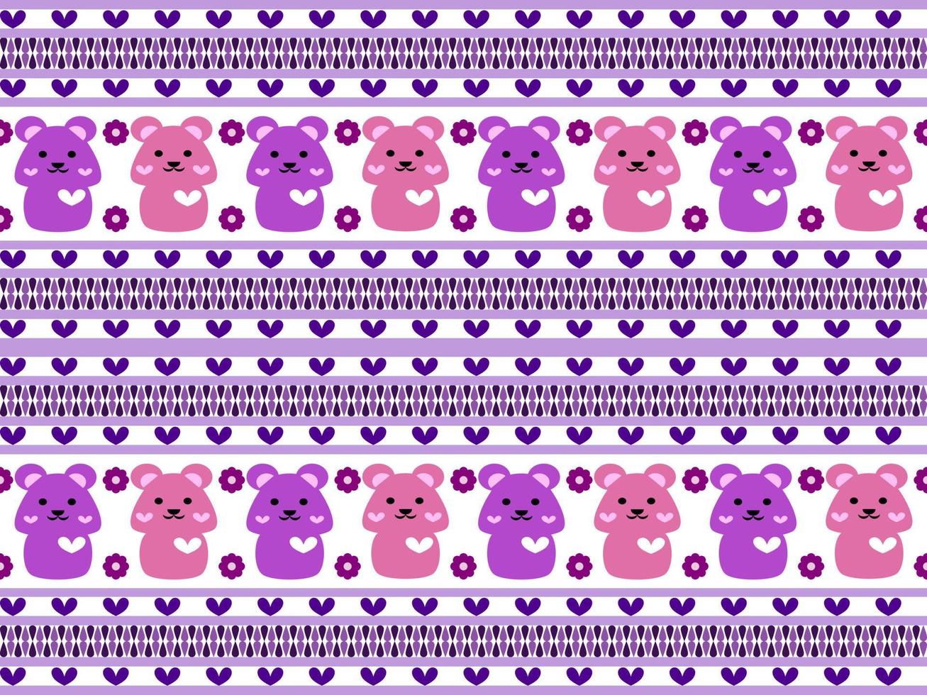 purple and pink mouse cartoon character pattern on purple background vector