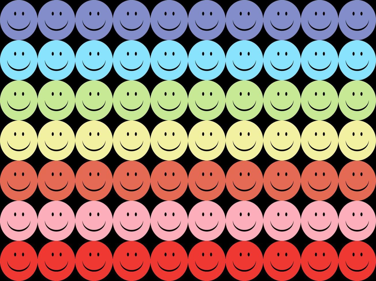 Smile cartoon character seamless pattern on black background. vector