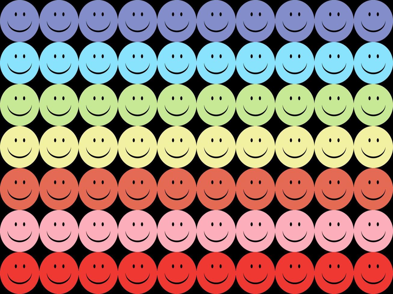 Smile cartoon character seamless pattern on black background. vector