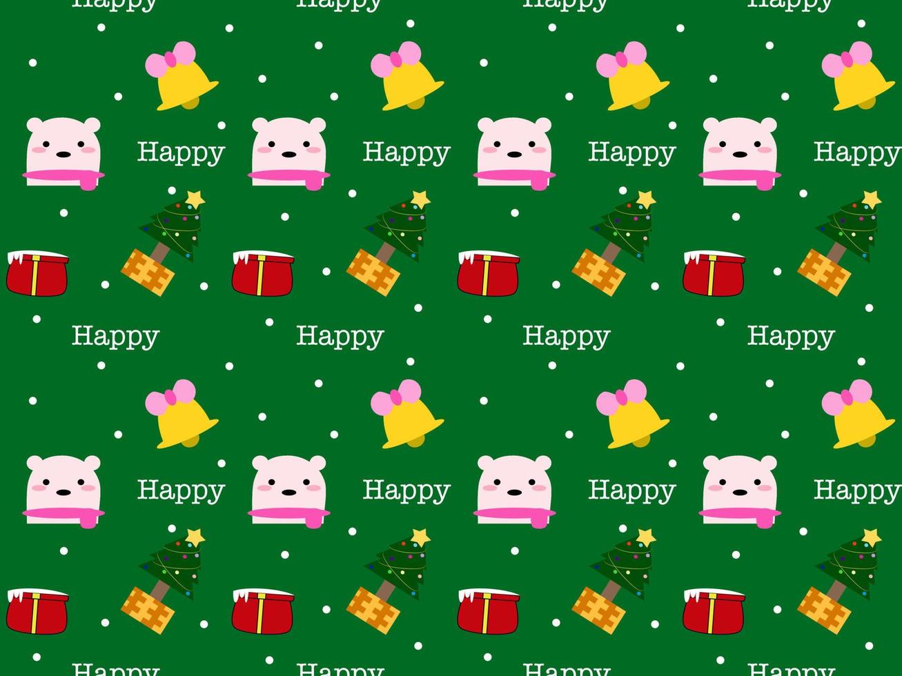 bear cartoon character pattern at the christmas festival on a green background vector