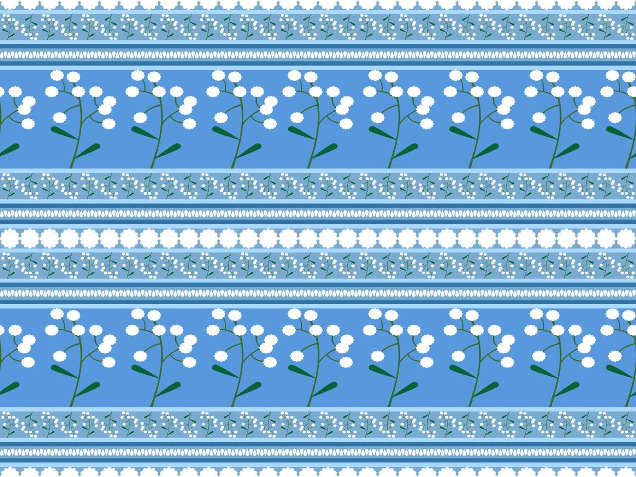 Grass flower cartoon character seamless pattern on blue background vector