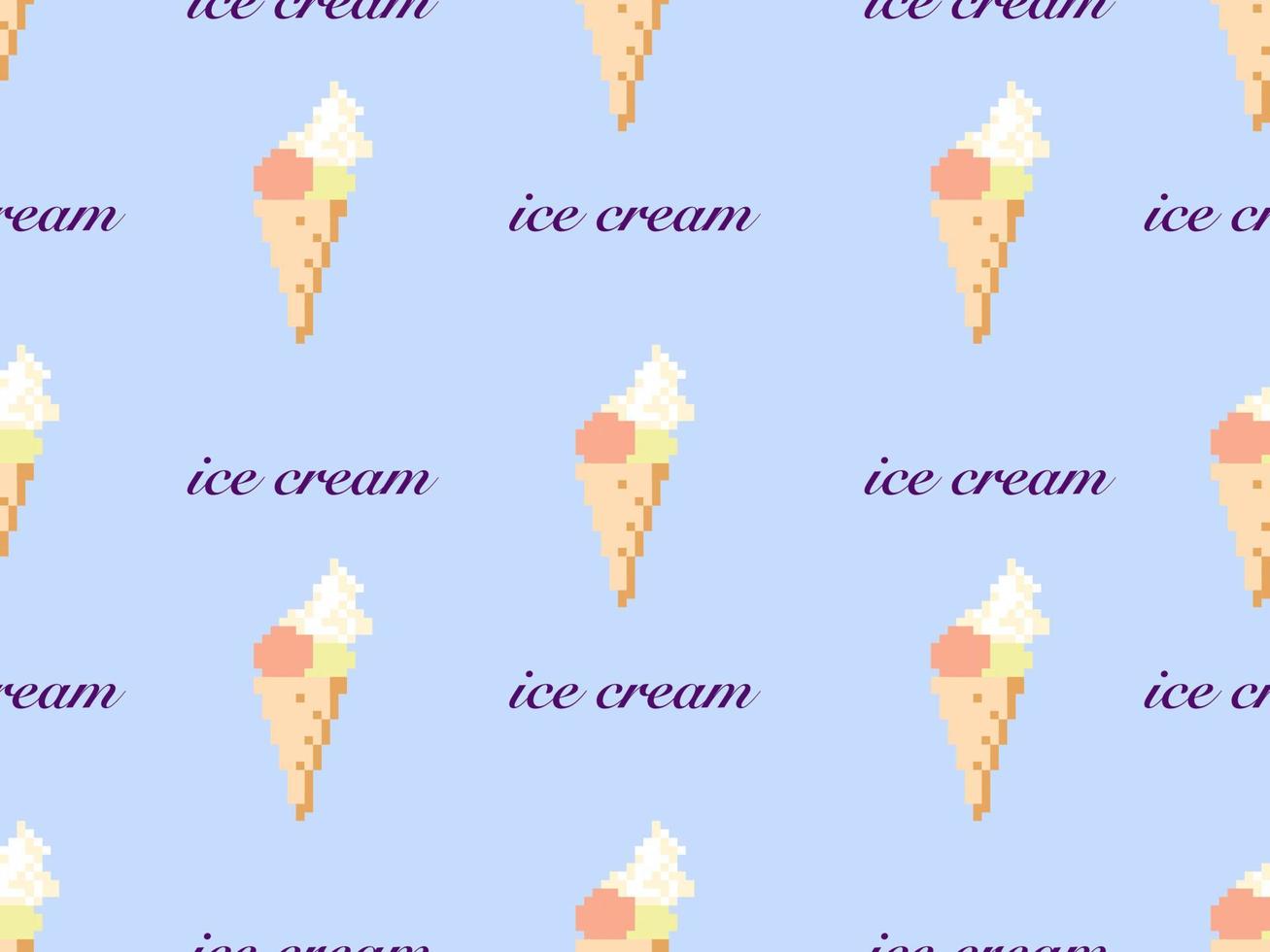 ice-cream cartoon character seamless pattern on blue background. vector