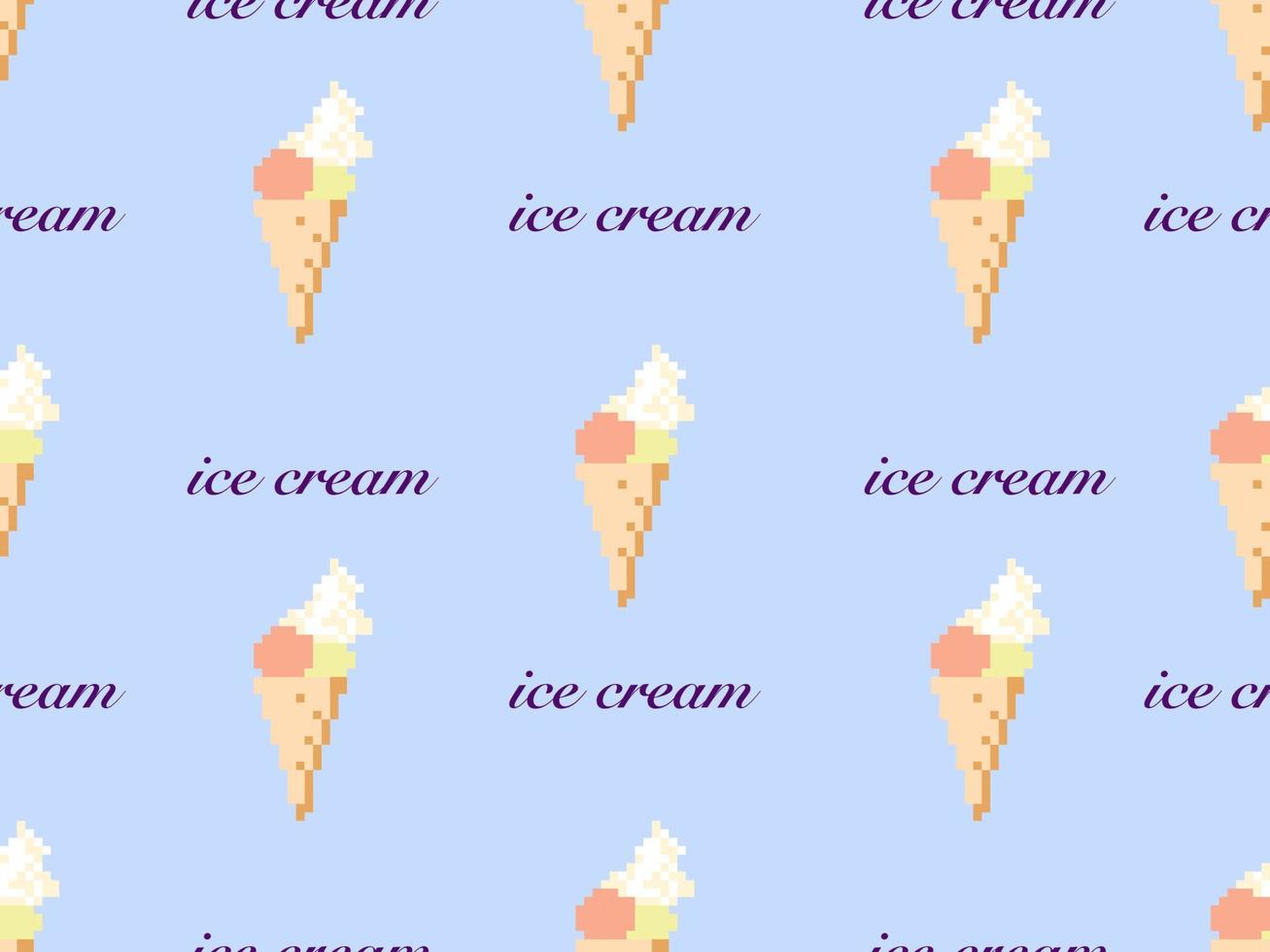 ice-cream cartoon character seamless pattern on blue background. vector