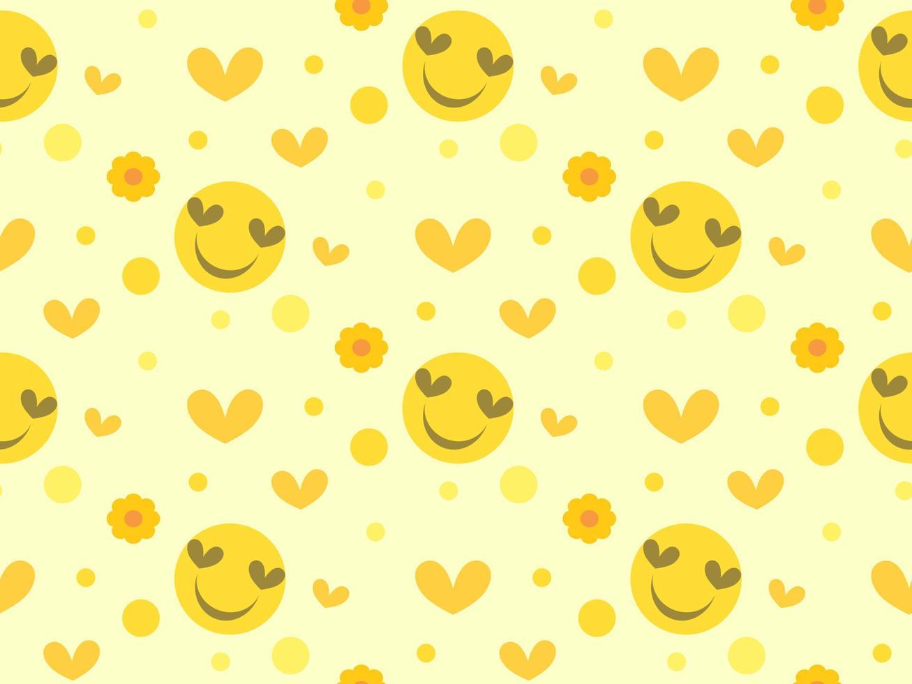 smile cartoon character seamless pattern on yellow background vector