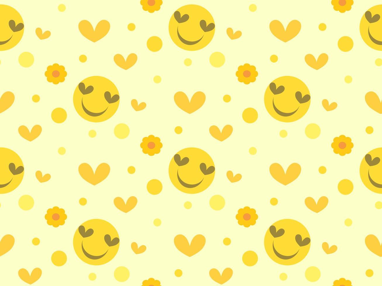 smile cartoon character seamless pattern on yellow background vector
