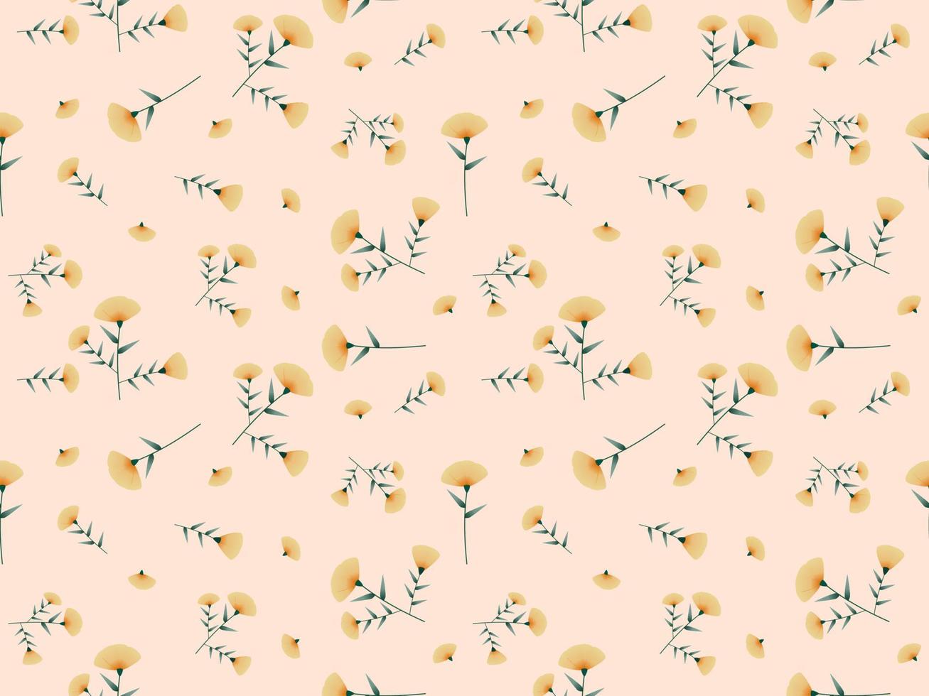 Yellow flower cartoon character seamless pattern on orange background vector