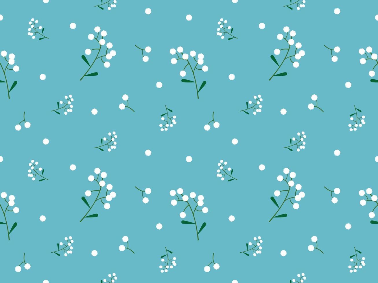 Grass flower cartoon character seamless pattern on blue background vector