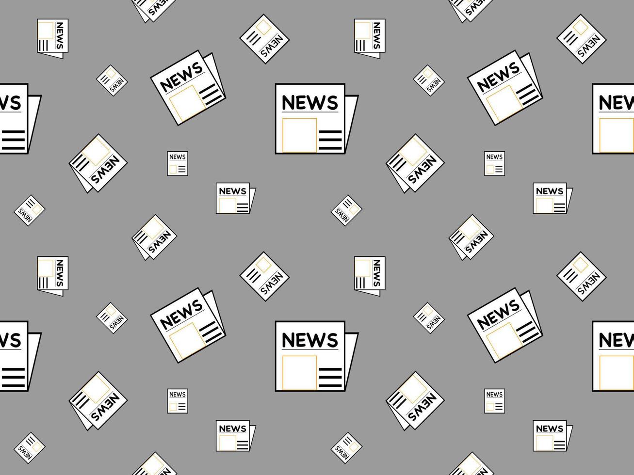 Newspaper cartoon character seamless pattern on gray background vector