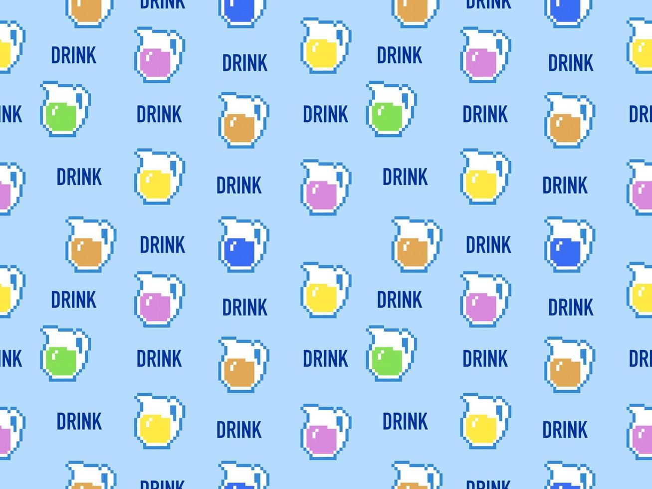 Water jug cartoon character seamless pattern on blue background.Pixel style vector