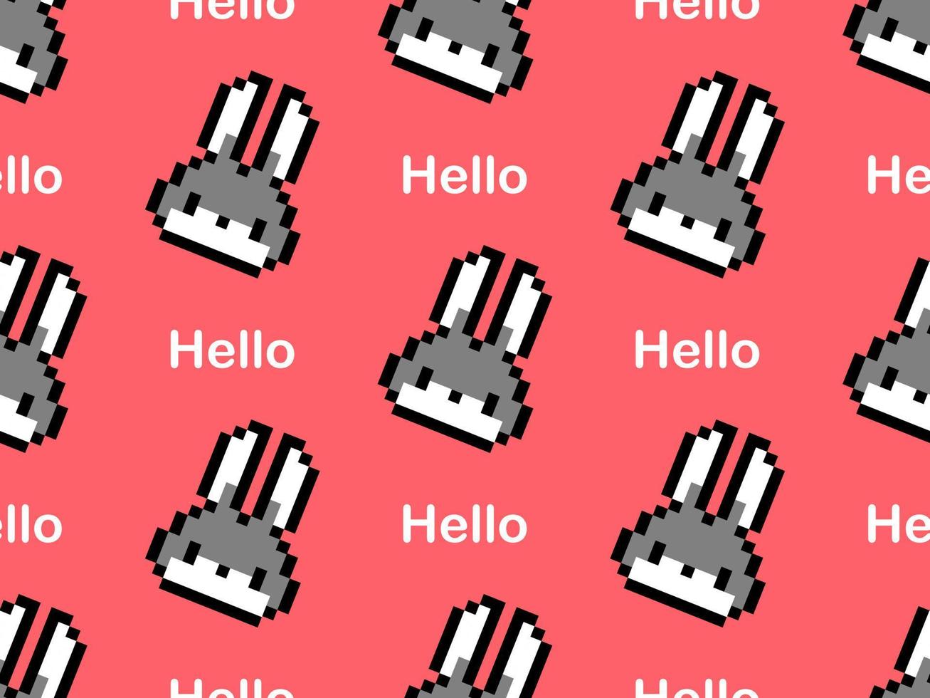 rabbit cartoon character seamless pattern on red background vector