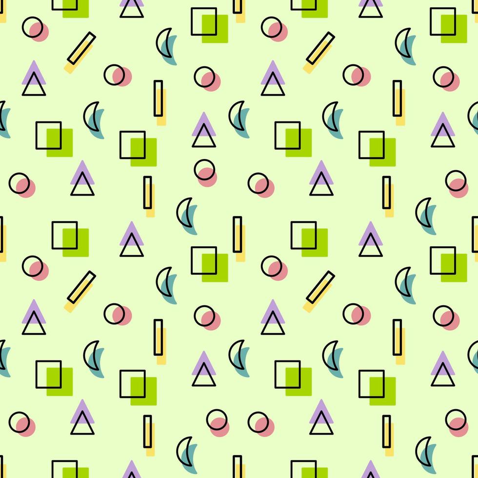 multicolored geometric seamless background pattern on green background vector