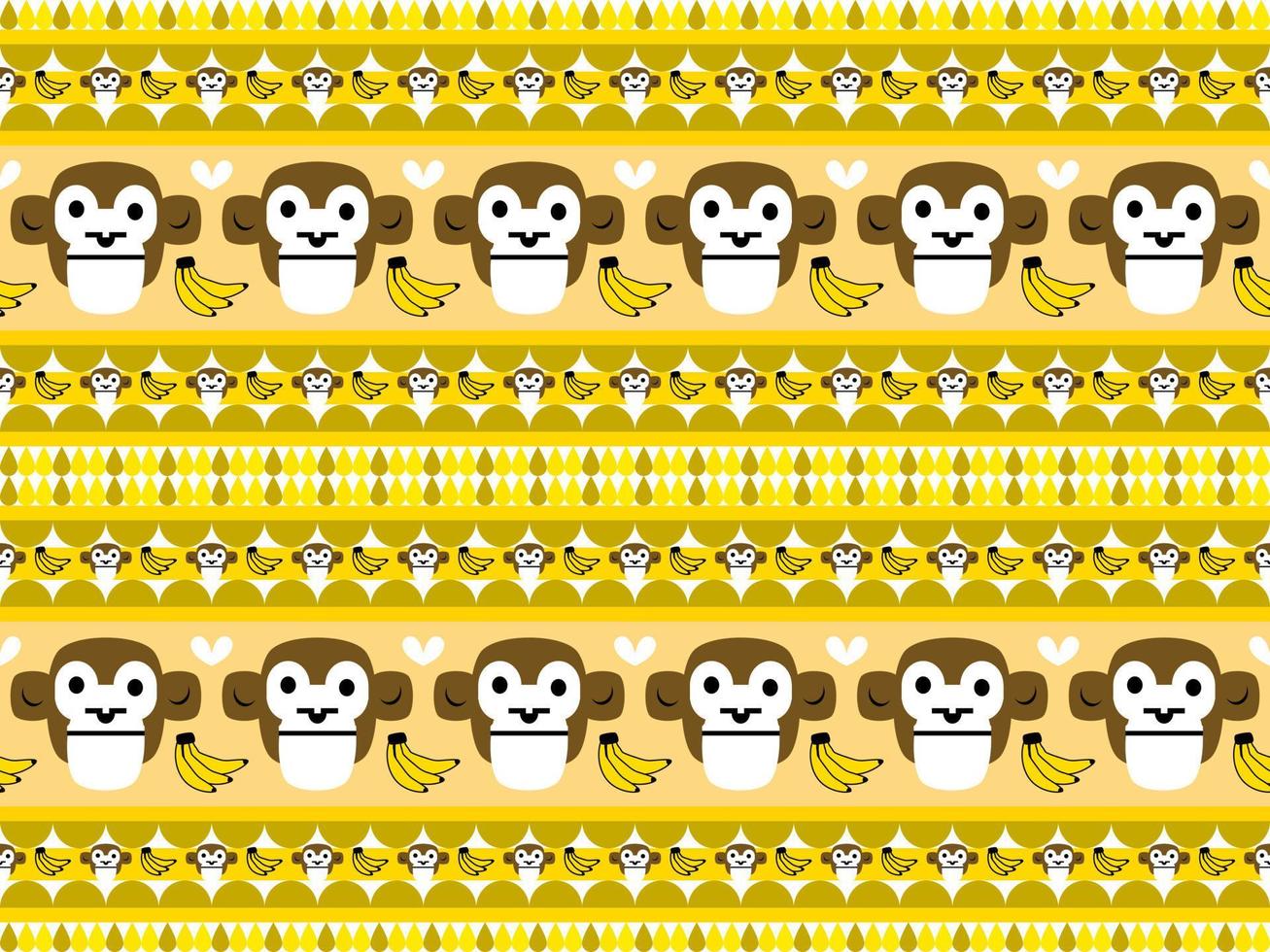 monkey cartoon character pattern on yellow background vector
