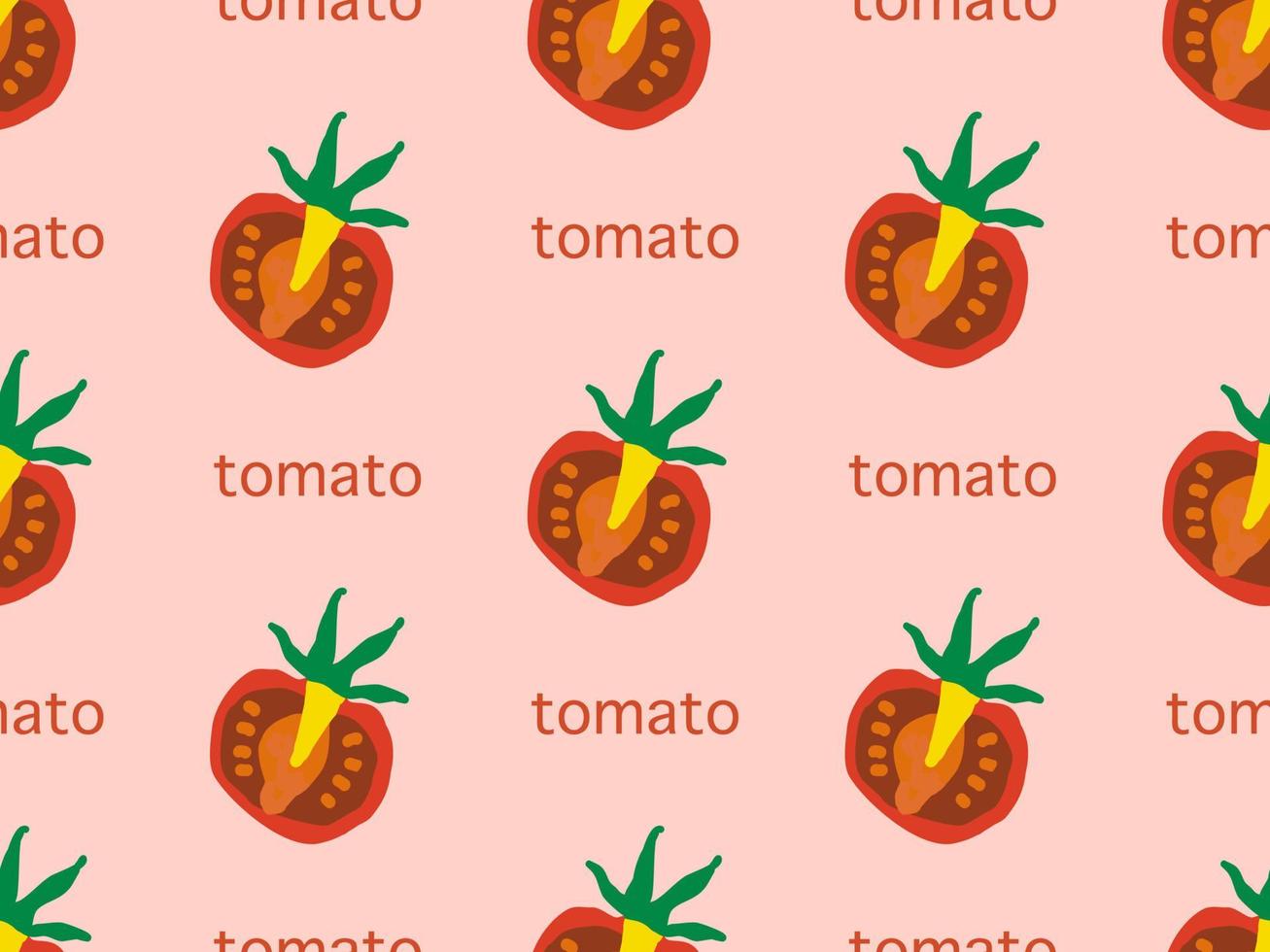 tomato cartoon character seamless pattern on red background. vector