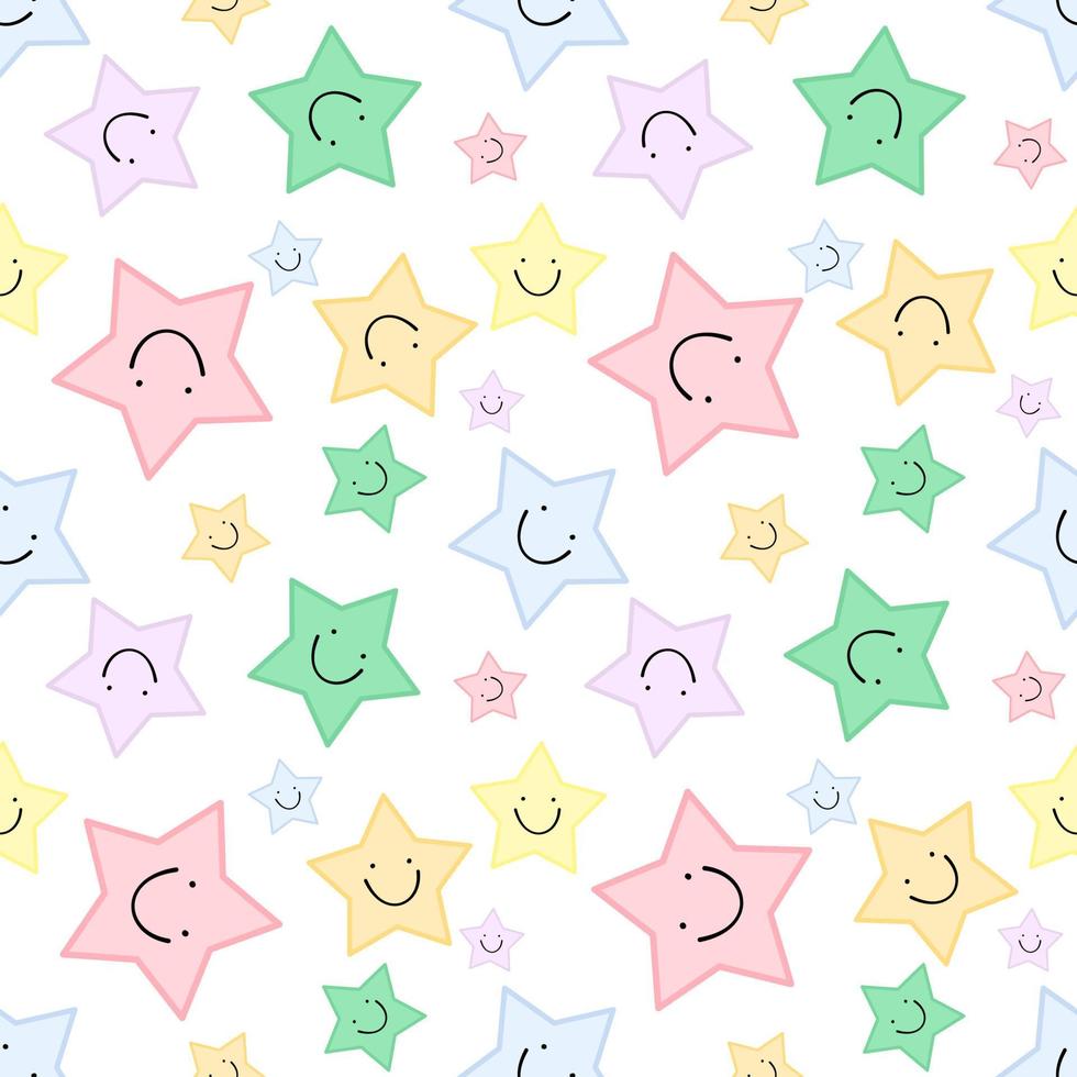 multicolored star cartoon characters on white background vector