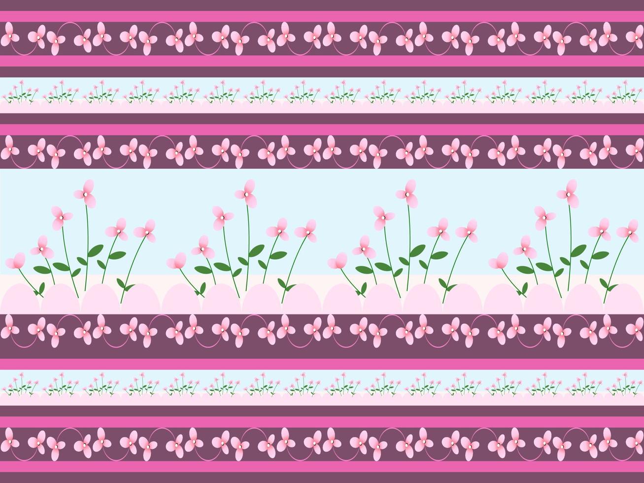 flower bushes seamless pattern on blue and pink background vector