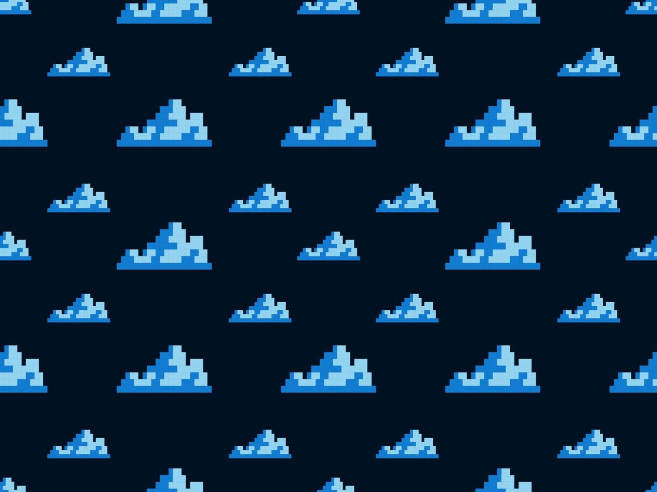 Cloud cartoon character seamless pattern on blue background.Pixel style vector