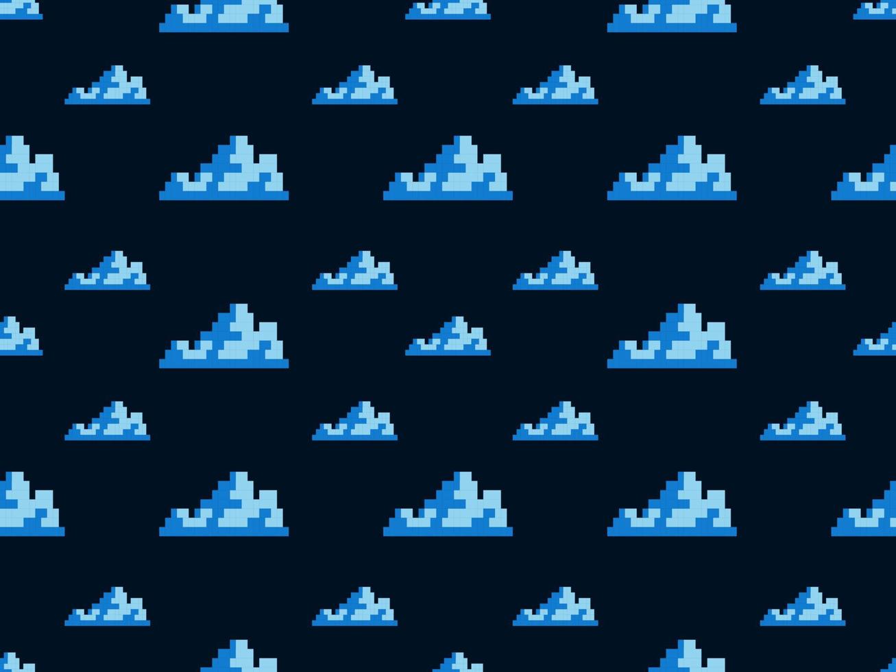Cloud cartoon character seamless pattern on blue background.Pixel style vector