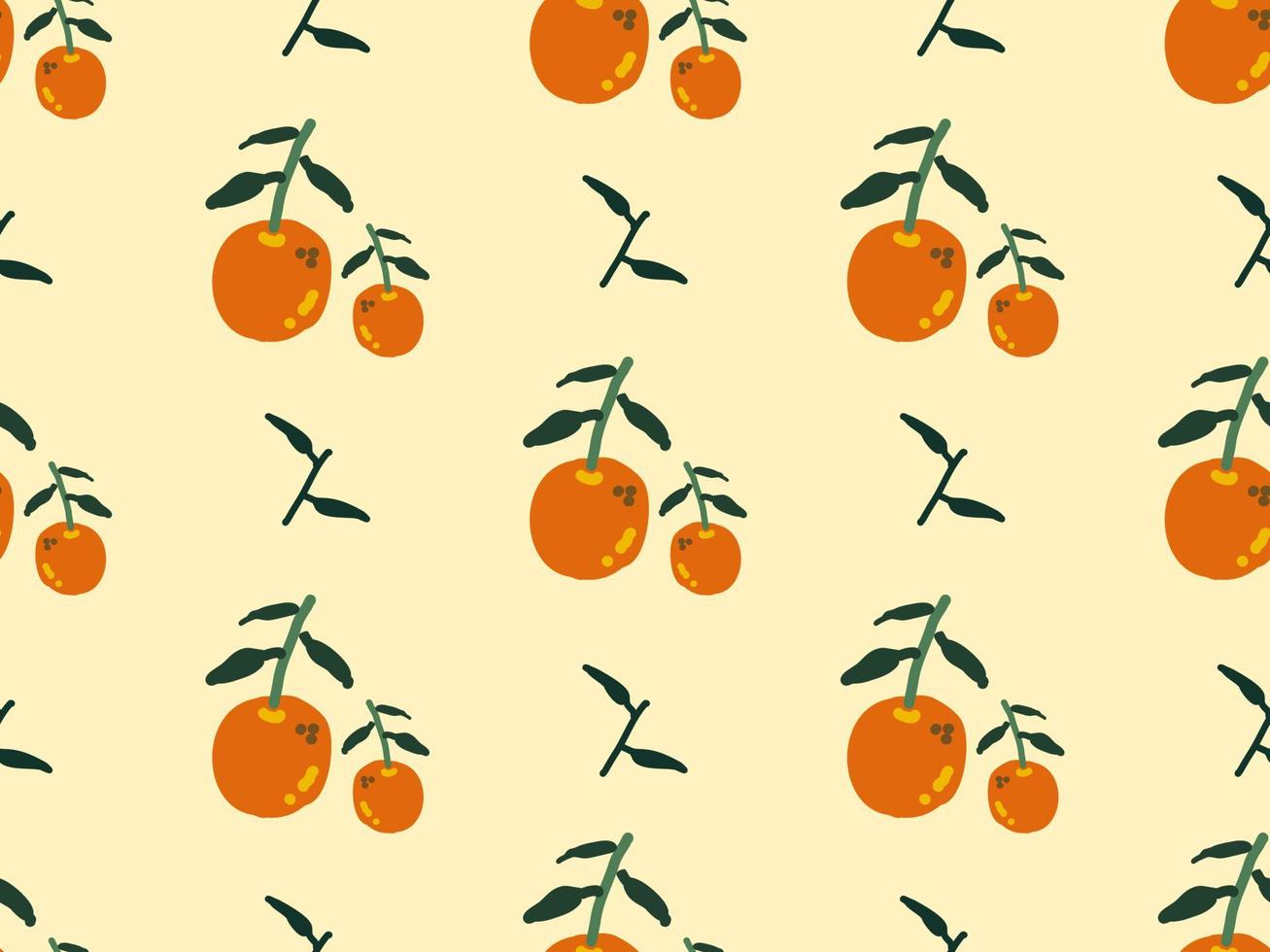 orange cartoon character seamless pattern on yellow background. vector