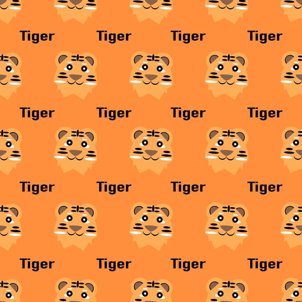 tiger cartoon character pattern on orange background vector