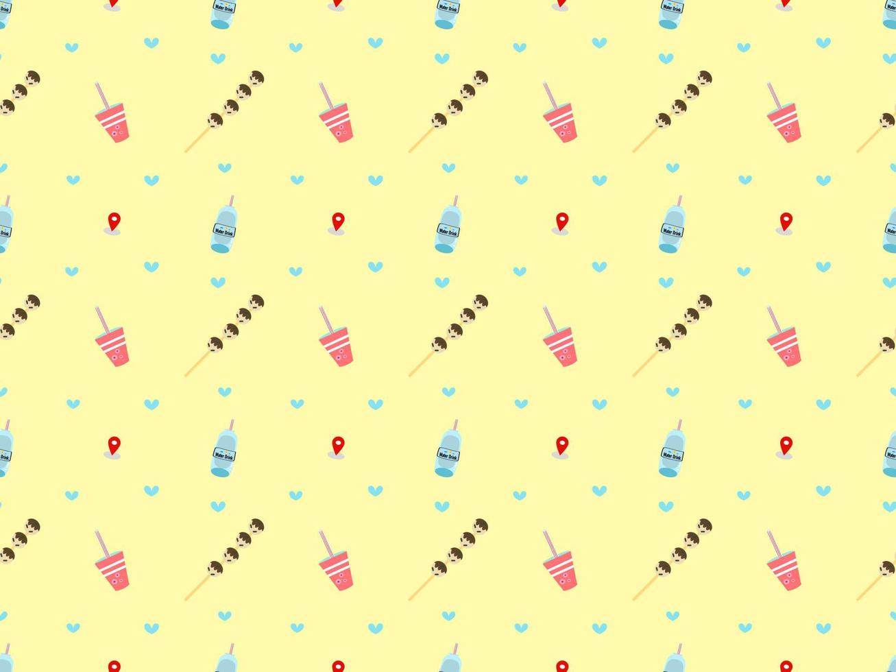 Pink glass and blue water bottle pattern on yellow background. vector