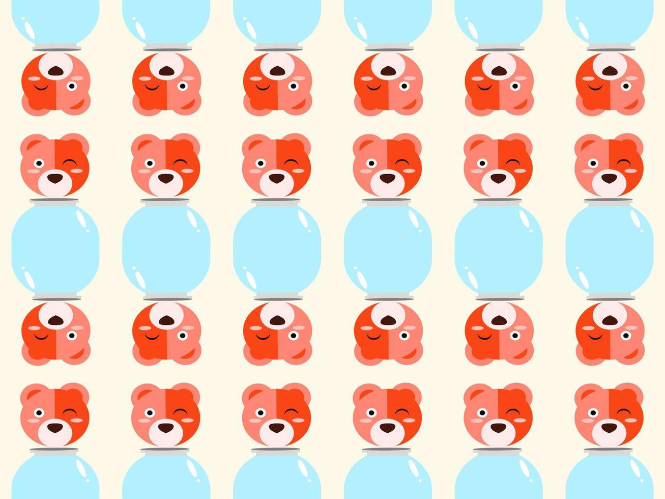 bear cartoon character pattern on cream background vector