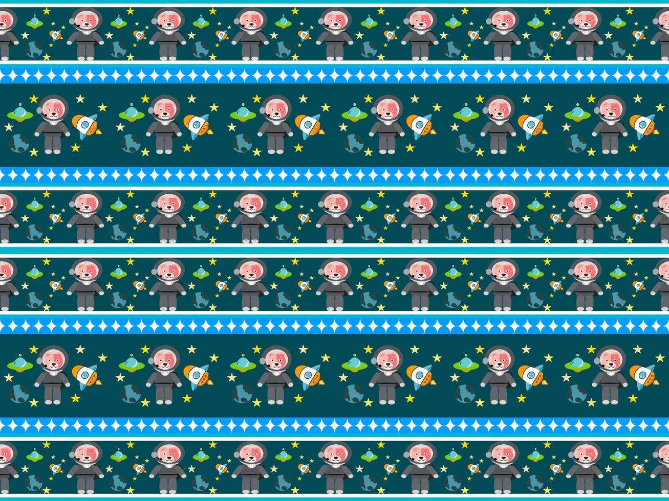 space cartoon character pattern on blue background vector