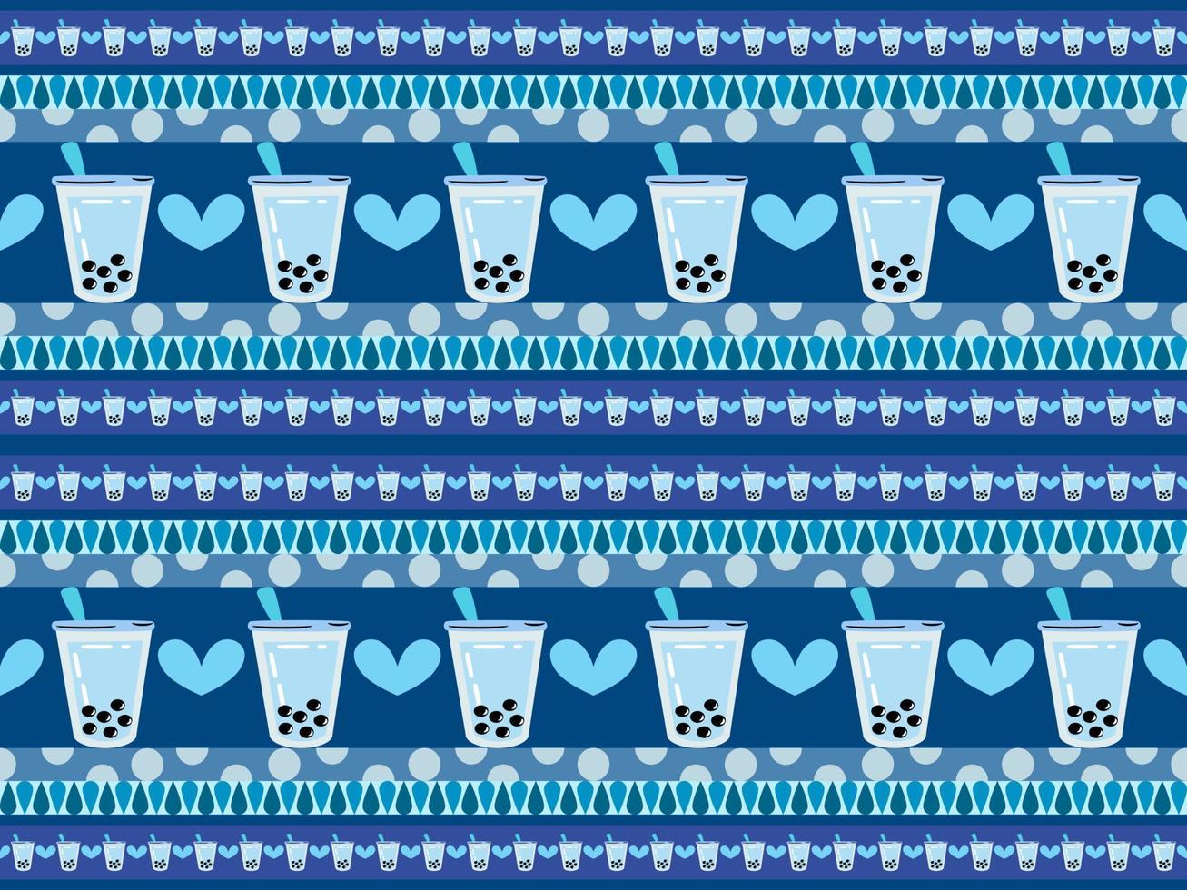 bubble milk tea seamless pattern on blue background vector