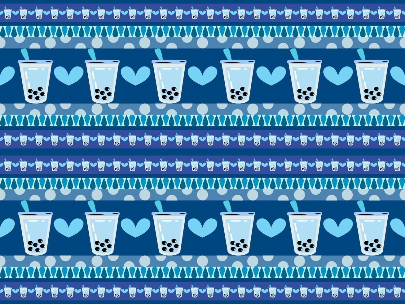 bubble milk tea seamless pattern on blue background vector