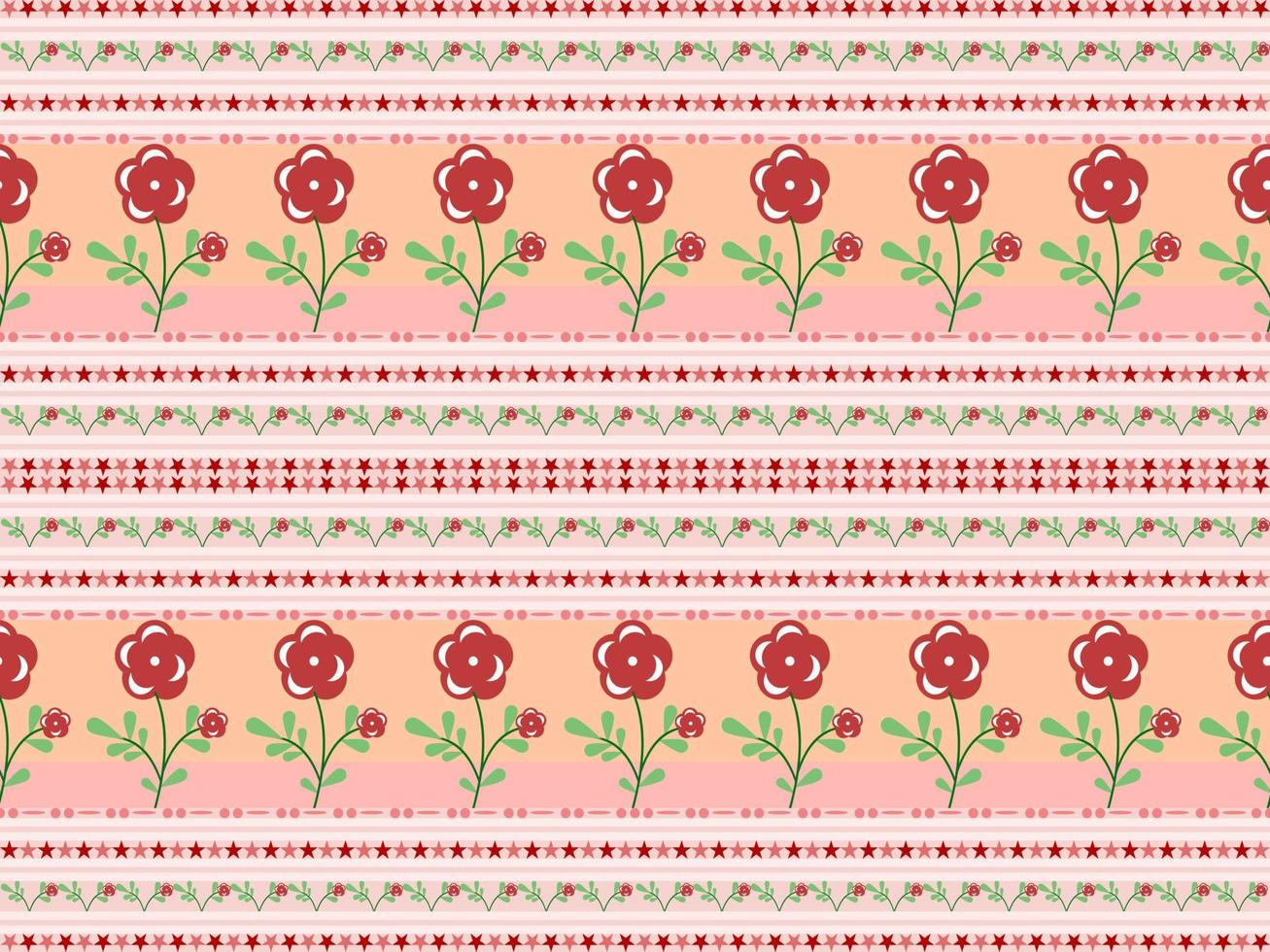 red flower cartoon character seamless pattern on pink background vector