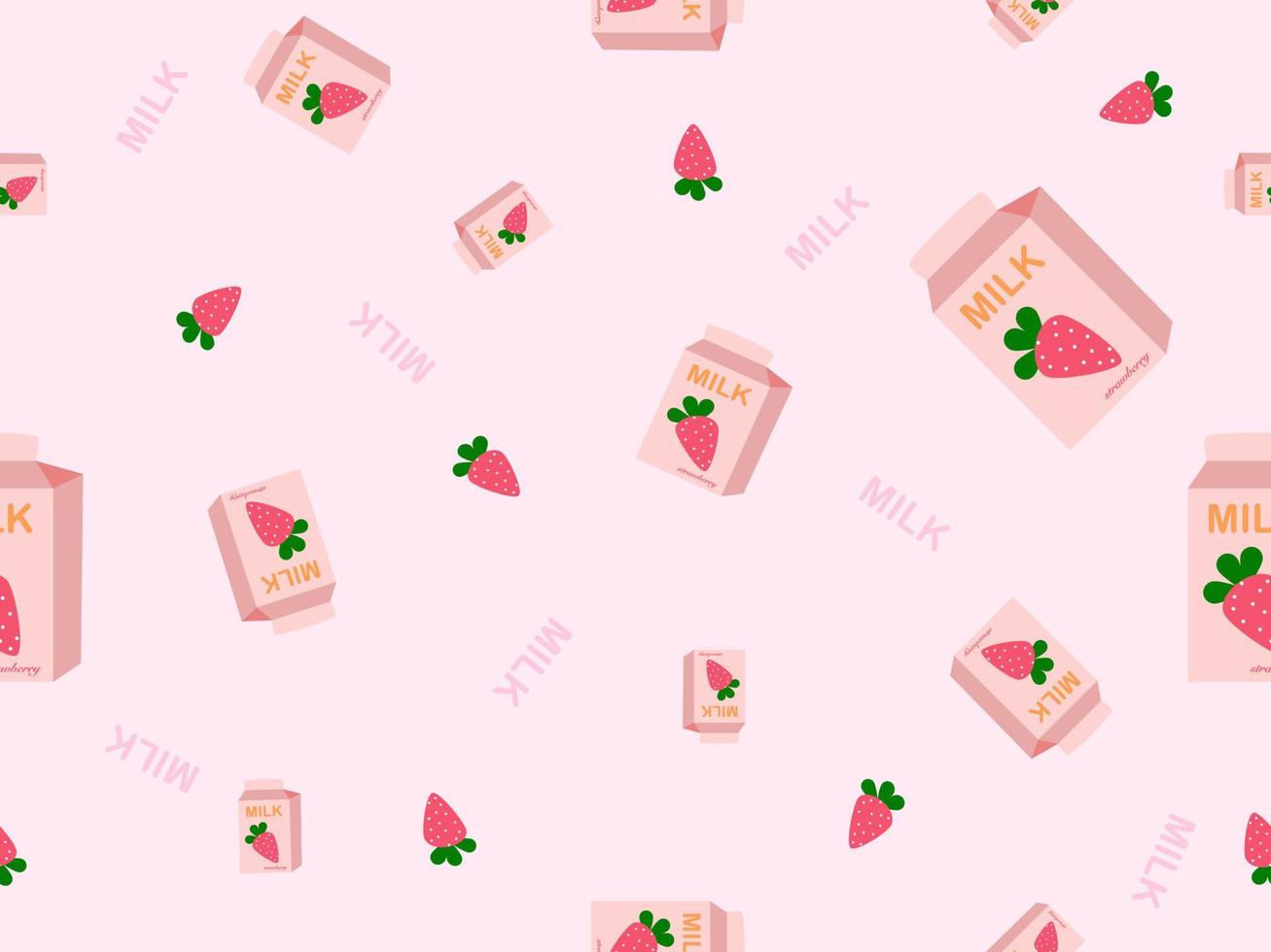 Milk carton cartoon character seamless pattern on pink background vector