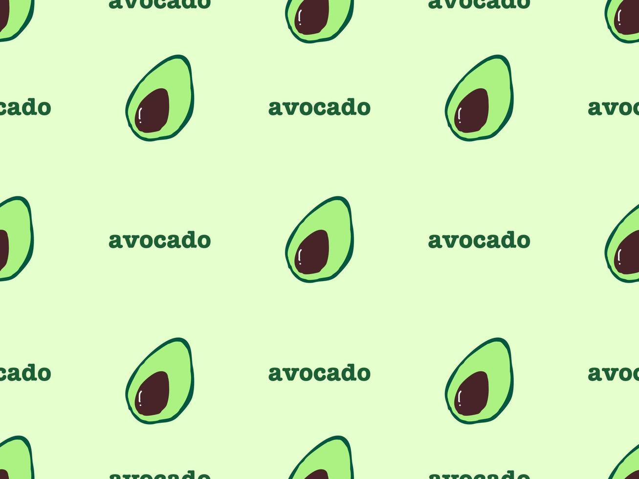 avocado cartoon character seamless pattern on green background. vector