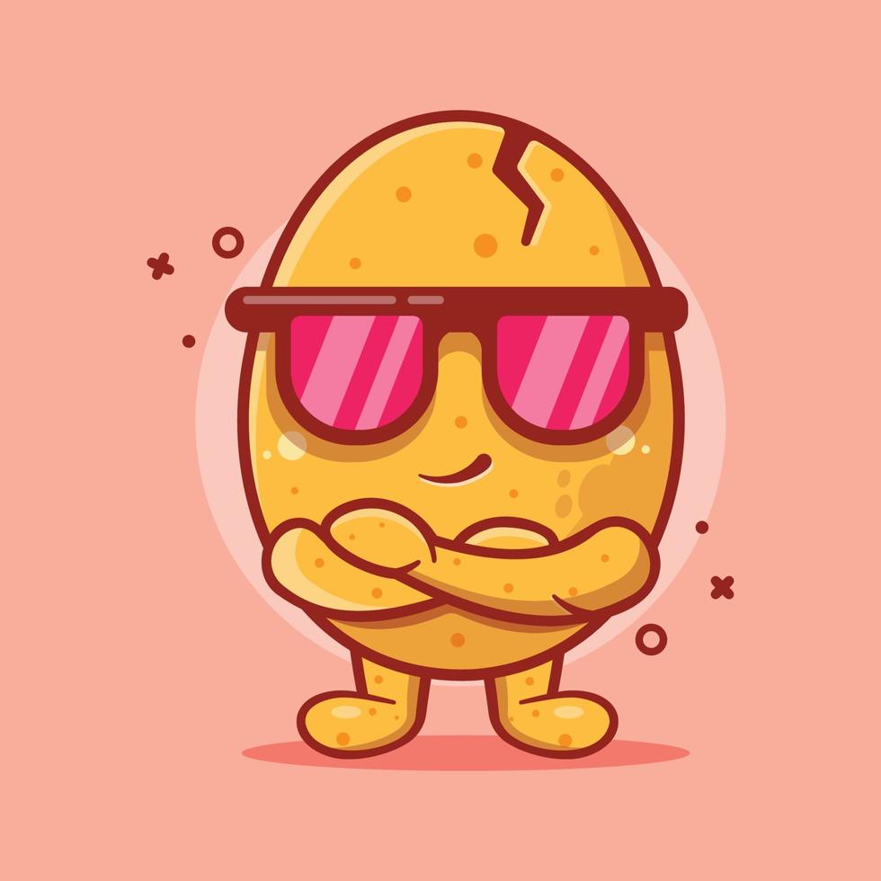 super cool egg character mascot isolated cartoon in flat style design vector