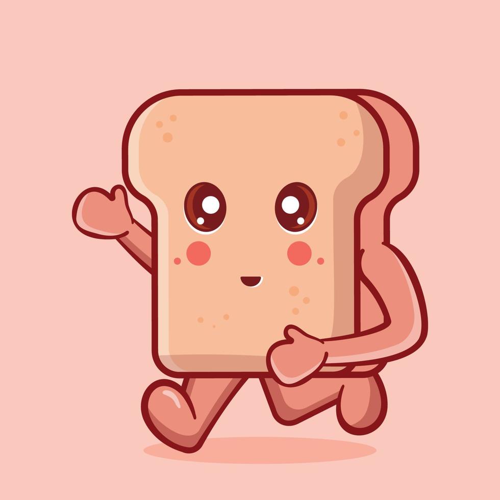 bread food character mascot running isolated cartoon in flat style design vector
