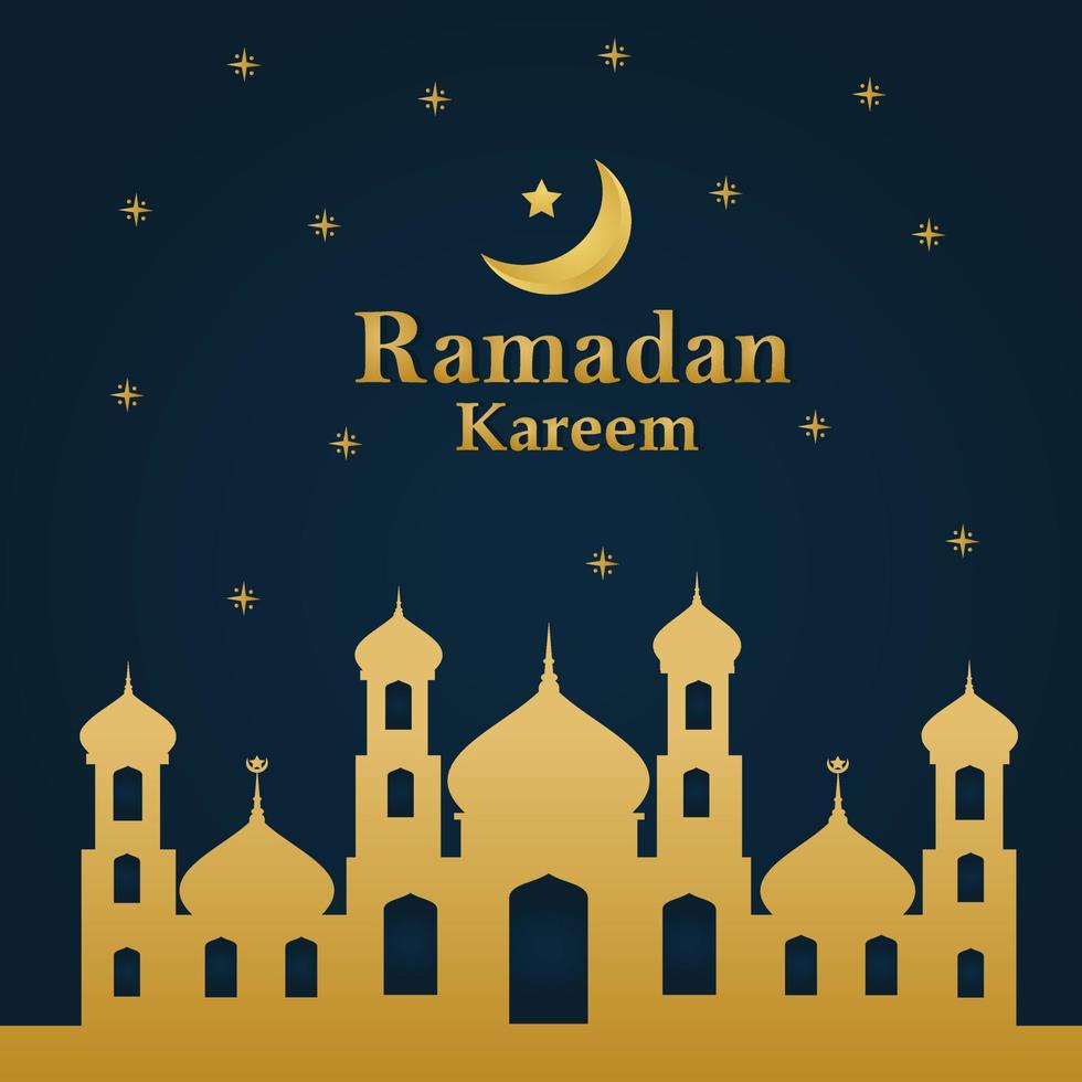 ramadán kareem ilustración vectorial. elegantes saludos de ramadán con diseño de mezquita vector