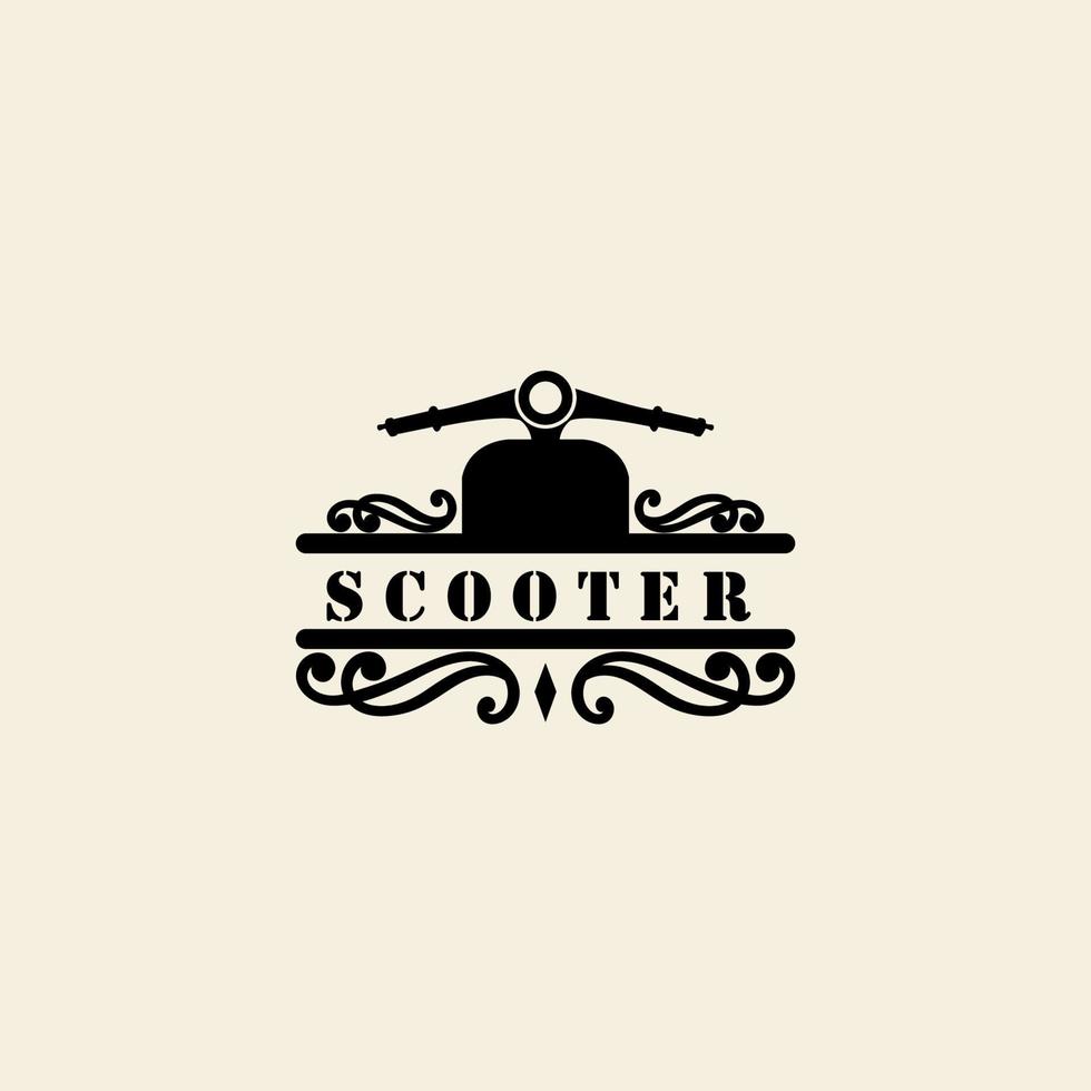 Moped scooter logo vector icon illustration design template. Retro bike and scooter club logo. Classic scooter badge  icon and badge.