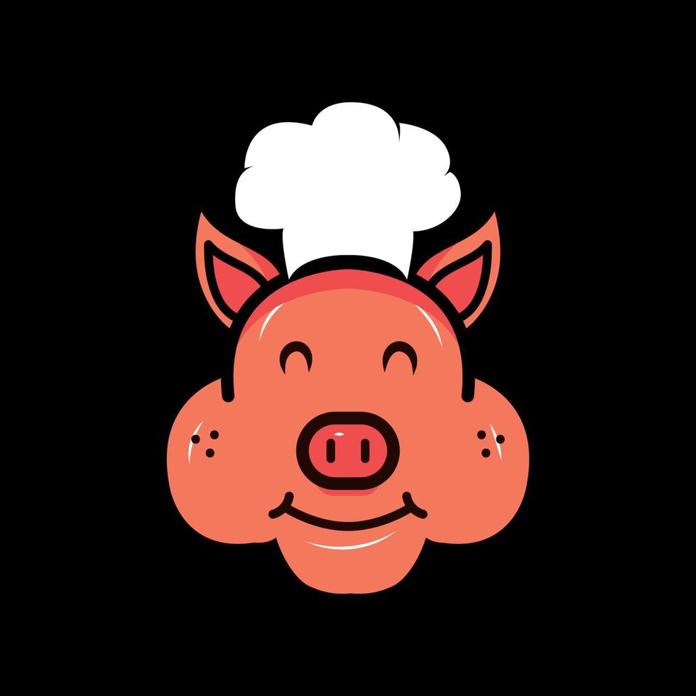 CHEF PIG OR HOG CARTOON BBQ LOGO VECTOR ICON SYMBOL ILLUSTRATION DESIGN