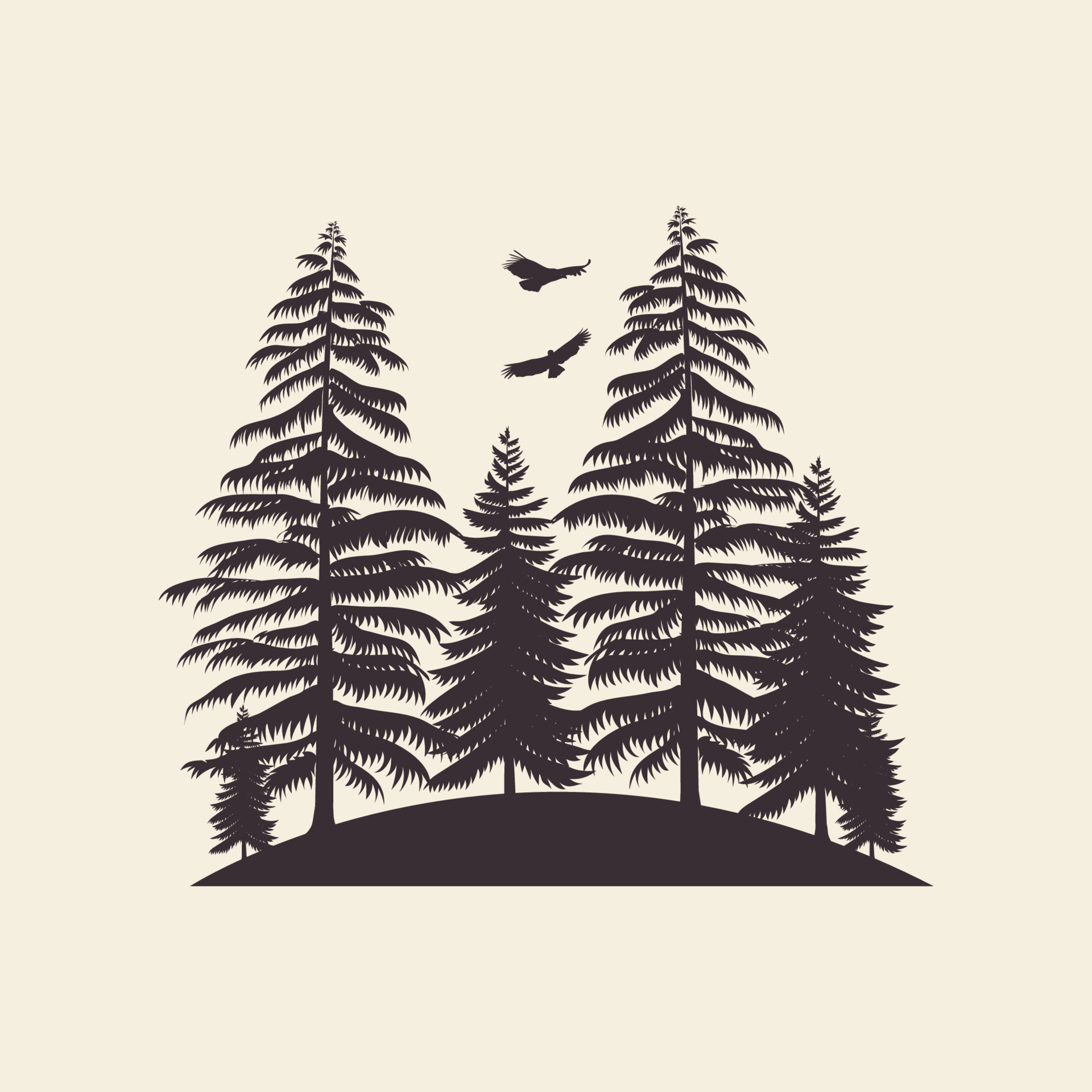 forest with pine trees logo vector icon symbol illustration design