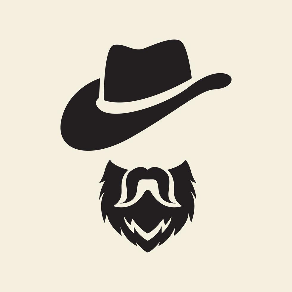 vaquero cabeza hipster logo vector icono símbolo ilustración diseño moderno