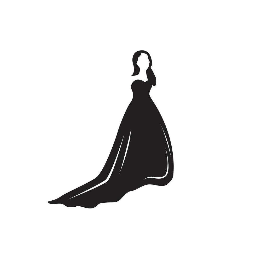 wedding dress  and  beauty salon  boutique  logo vector icon symbol illustration design