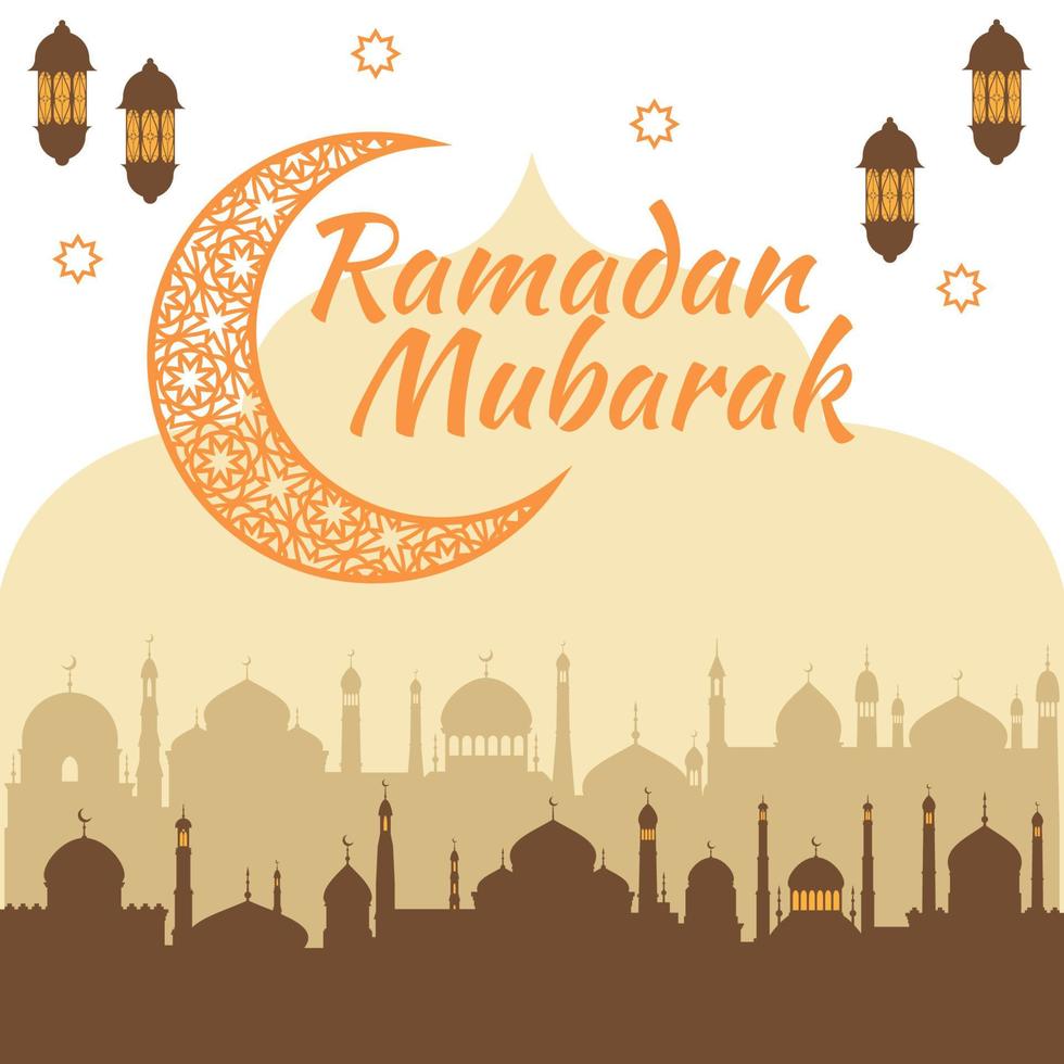 ramadhan kareem fondo mezquita islámica eid al fitr logo plantilla vector icono símbolo ilustración diseño