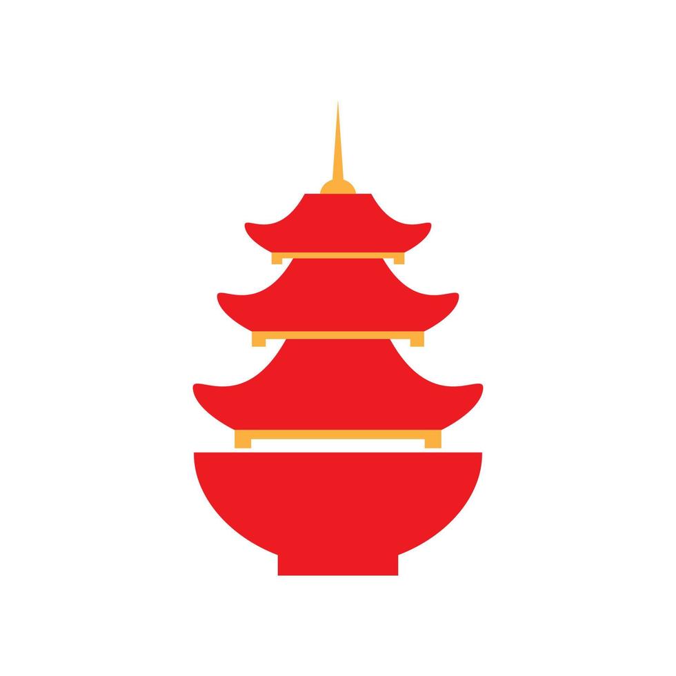 Restaurants Japan with Bowl and Traditional House Logo Design Vector Icon Illustration