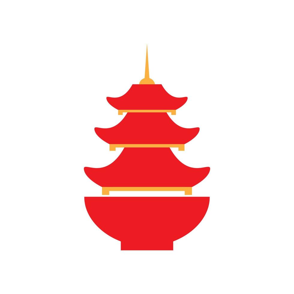 restaurantes japón con tazón y casa tradicional diseño de logotipo vector icono ilustración