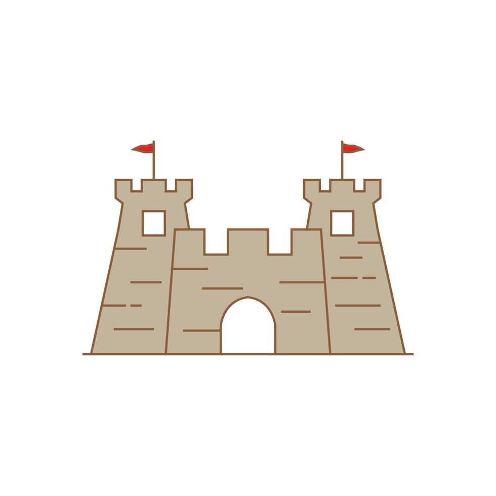 castillo fuerte reino logo símbolo ilustración vector diseño minimalista