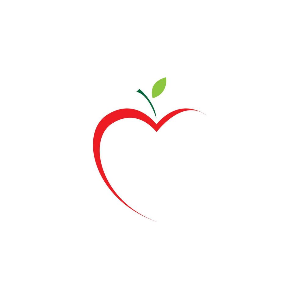 fruta manzana amor mascota logotipo símbolo vector ilustración diseño