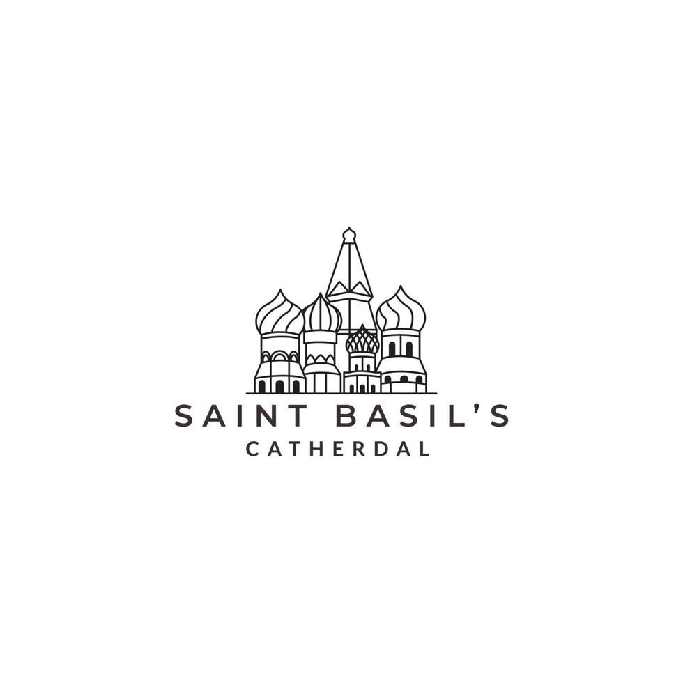 moscow saint basil cathedral line logo vector icon symbol illustration design