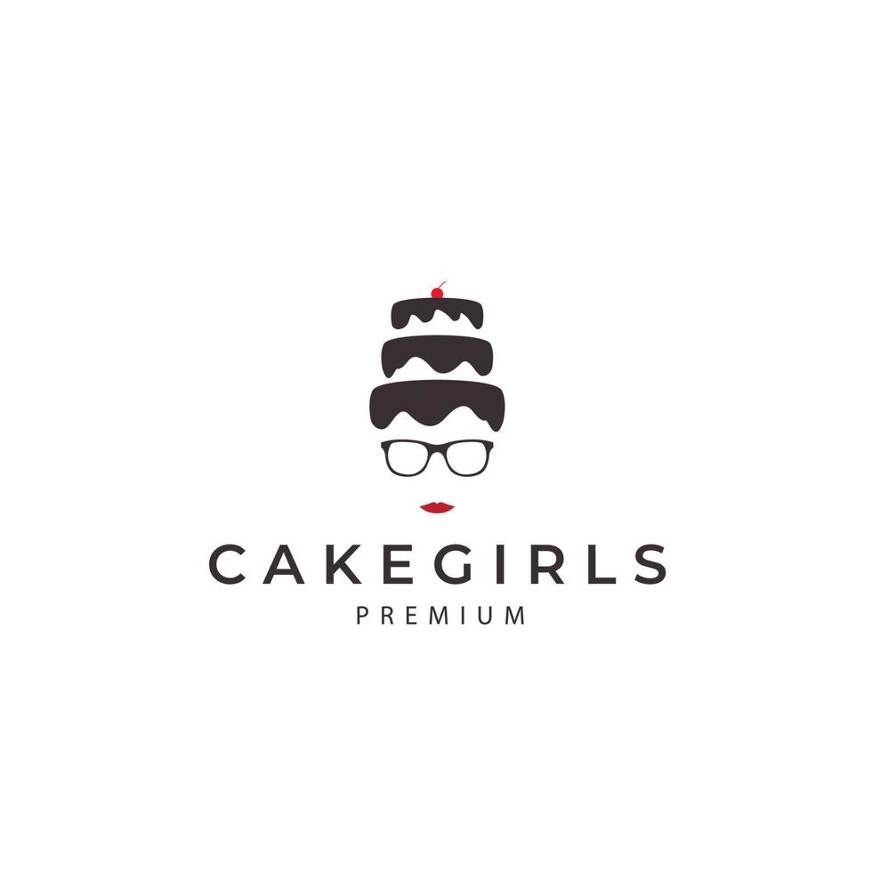 sweet cake with woman chocolate flavor logo vector icon symbol illustration design