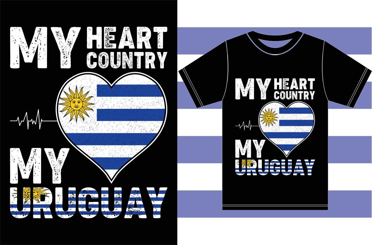 mi corazón, mi país, mi uruguay. diseño de camiseta de bandera de uruguay vector