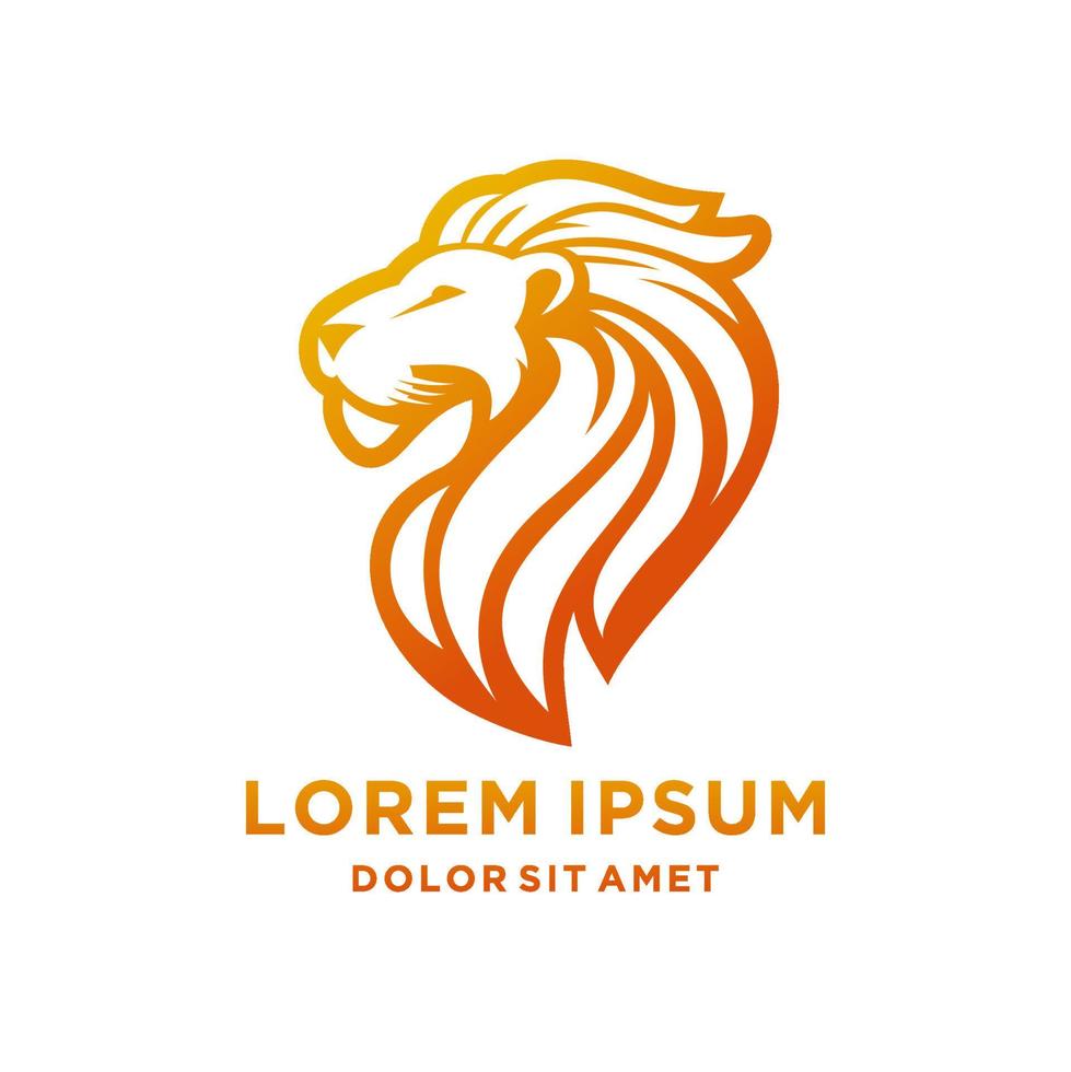 King Lion Head Logo Template, Lion Strong Logo Golden Royal Premium Elegant Design vector