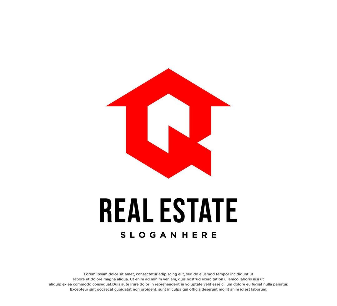 Real Estate , Property and Construction Logo design. Letter Q House Logo vector