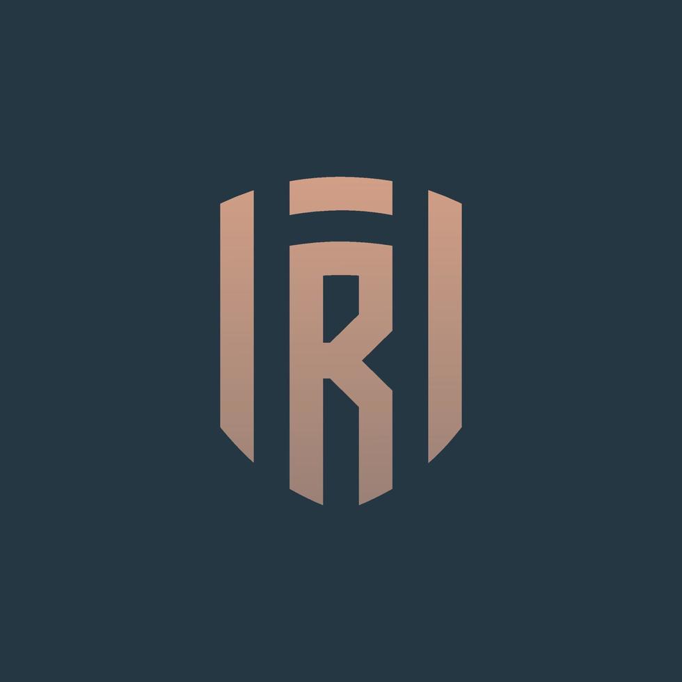 escudo letra r logo diseño icono vector